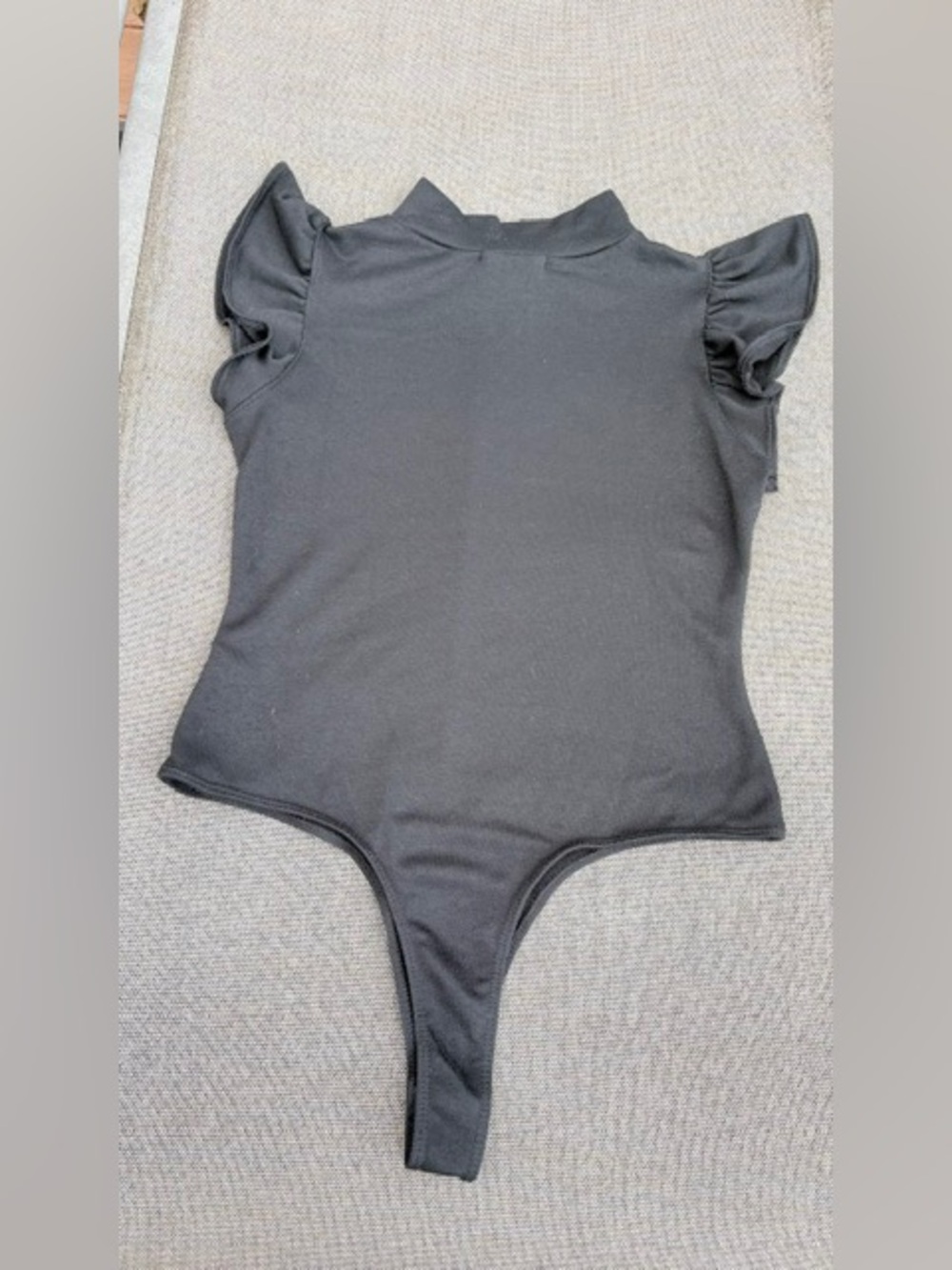 Black Mock-Neck Bodysuit Ruffle Butterfly Sleeves good condition juniors size L